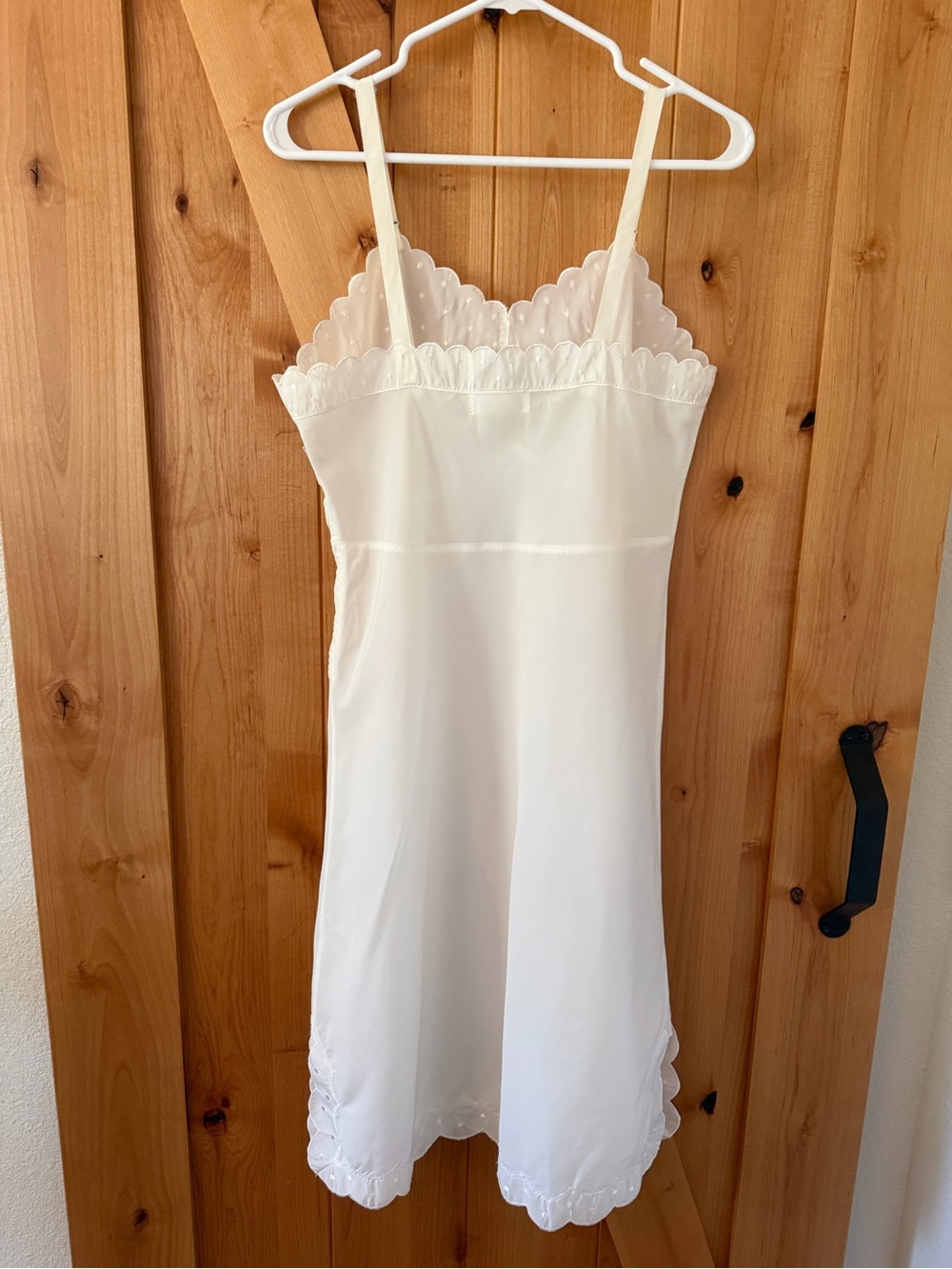 Vintage 1950s Barbizon Candie Tafredda Slip Dress Ivory Scalloped Coquette, L - Picture 12 of 16